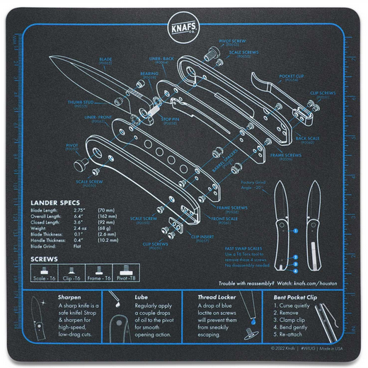 Knafs Lander Pocket Knife Shop Mat Mouse Pad 9x9", 00076