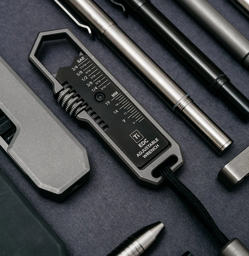 Big Idea Design Adjustable EDC Wrench, Titanium Black/Grey, 007155