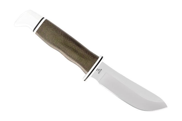 Buck Skinner Pro Fixed Blade Knife, S35VN, Micarta, Leather Sheath, BU0103GRS1