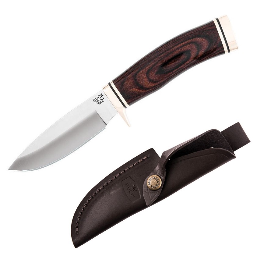 Buck Vanguard Fixed Blade Knife, 420HC Steel, Walnut Handle, Leather Sheath, BU0192BRS - Click Image to Close