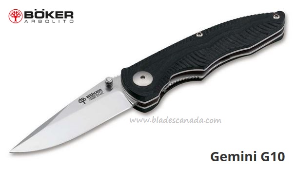 Boker Arbolito Gemini Folding Knife, Bohler N695, G10 Black, 01BA003 - Click Image to Close