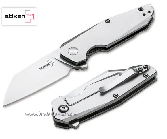 Boker Plus Petit Framelock Flipper Folding Knife, D2, Stainless Handle, 01BO083 - Click Image to Close