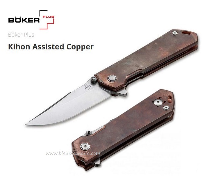 Boker Plus Kihon Flipper Folding Knife, Assisted Opening, D2, Copper Handle, 01BO165 - Click Image to Close