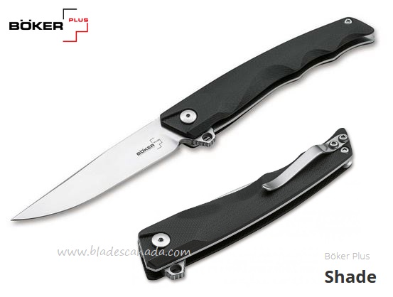 Boker Plus Shade Flipper Folding Knife, D2, G10 Black, 01BO240
