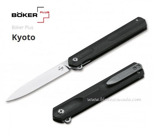 Boker Plus Kyoto Flipper Folding Knife, D2, G10 Black, 01BO241