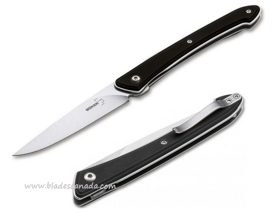 Boker Plus Spillo Flipper Folding Knife, VG10, G10 Black, 01BO244