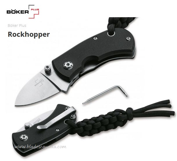 Boker Plus Rockhopper Folding Knife, D2, Black G10, 01BO317