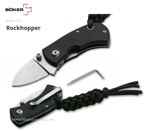 Boker Plus Rockhopper Folding Knife, D2, Black G10, 01BO317