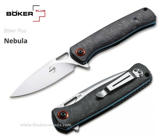 Boker Plus Nebula Flipper Folding Knife, D2, Carbon Fiber Handle, 01BO319