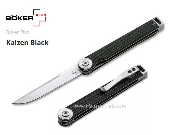 Boker Plus Kaizen Folding Knife, D2 Steel, G10 Black, 01BO390
