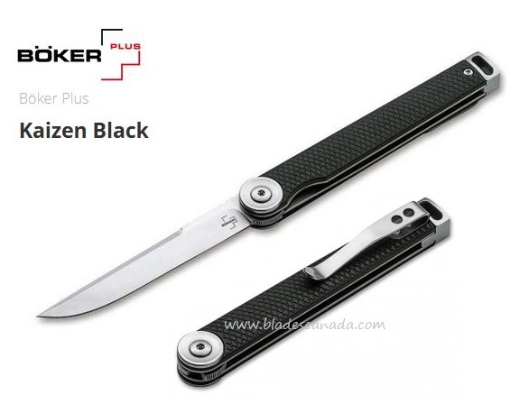 Boker Plus Kaizen Folding Knife, D2 Steel, G10 Black, 01BO390 - Click Image to Close