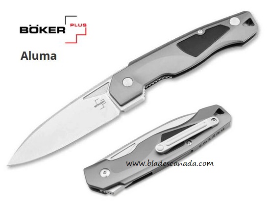 Boker Plus Aluma Framelock Flipper Folding Knife, D2 Steel, Aluminum Handle, 01BO463