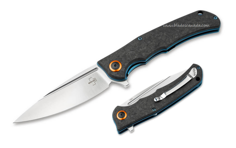 Boker Plus Nubilum Flipper Framelock Knife, D2, Carbon Fiber, 01BO492