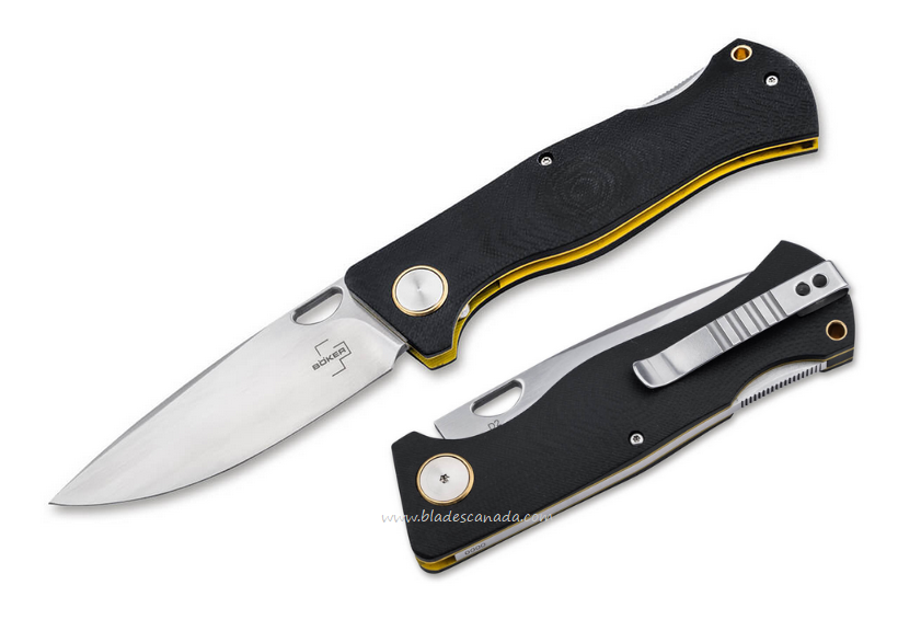 Boker Plus Epicenter Folding Knife, D2, G10 Black w/Yellow Liner, 01BO545