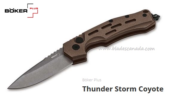Boker Plus Thunder Storm Folding Knife, AUS8, Aluminum Coyote, 01BO794N