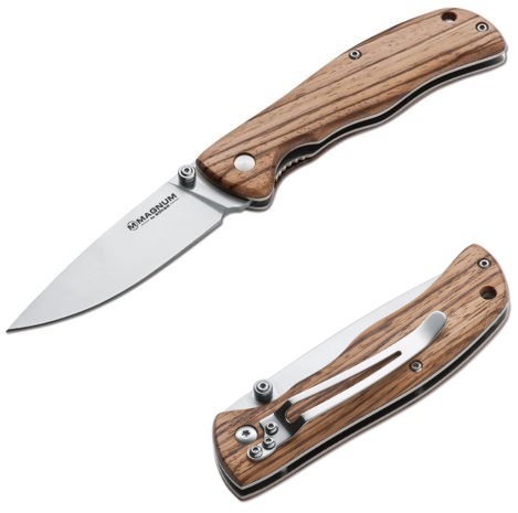 Boker Magnum Backpacker Folding Knife, 440, Wood Handle, 01EL605