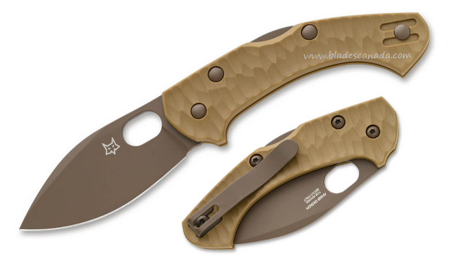 Fox Italy Zero 2.0 Desert Warrior Foldign Knife, Stainless, FRN Coyote Tan, 01FX1066