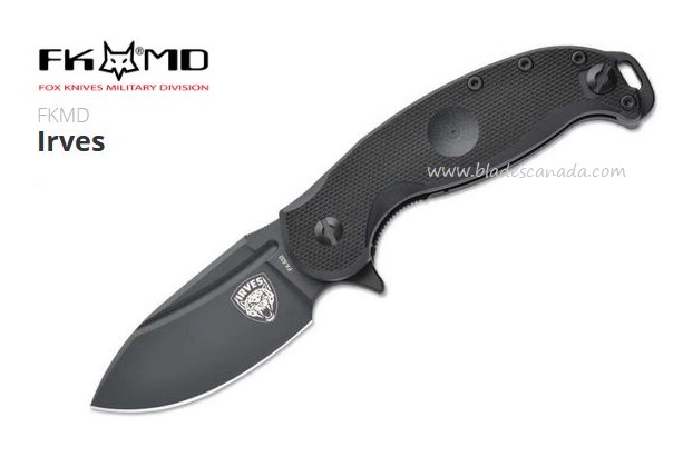 Fox Italy Irves Flipper Folding Knife, N690, G10 Black, FX-532