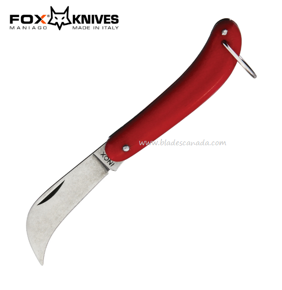 Due Cigni Roncole Lama Folding Knife, Stainless Steel, Red Handle, 369/13B