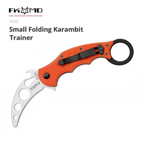 Fox Italy Karambit Flipper Folding Training Knife, N690, G10 Orange, FX-599 TK