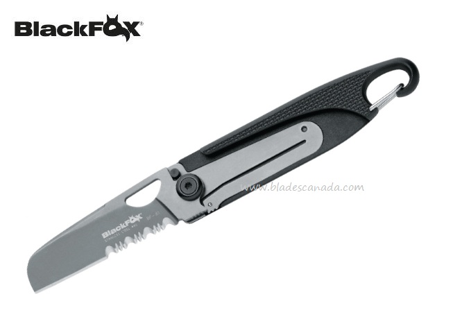 BlackFox Tactical Framelock Folding Knife, Stainless Serrated, Black Handle, BF-81
