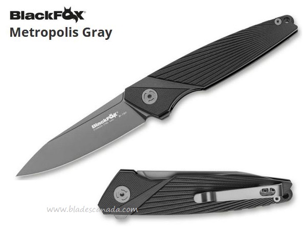 BlackFox Knives Metropolis Flipper Folding Knife, 440, G10 Black, BF-739TI