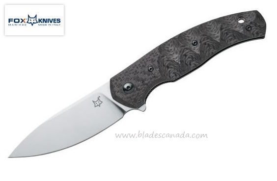 Fox Italy Jens Anso Ziggy Flipper Folding Knife, N690, Carbon Fiber, FX-308CF
