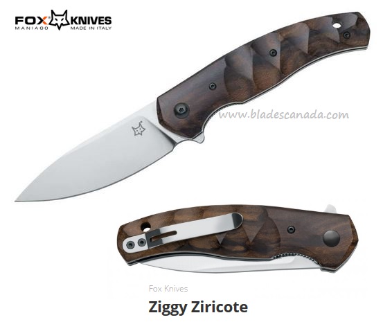 Fox Italy Ziggy Flipper Folding Knife, N690, Ziricote Wood, FX-308ZW