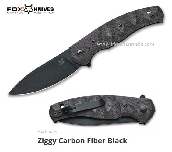 Fox Italy Ziggy Flipper Folding Knife, N690, Carbon Fiber, FX-308CFB