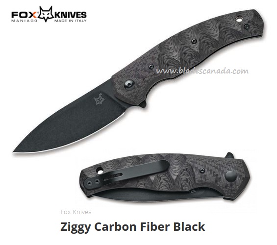 Fox Italy Ziggy Flipper Folding Knife, N690, Carbon Fiber, FX-308CFB - Click Image to Close