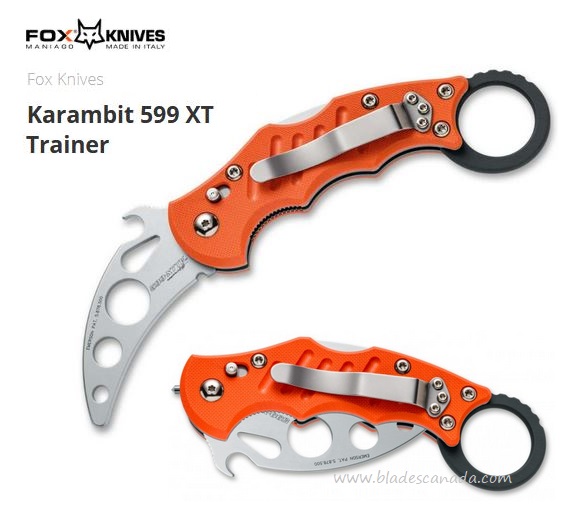 Fox Italy Karambit Folding Training Knife, Wave Opening, N690, G10 Orange, FX-599 XTTK