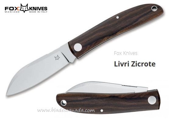 Fox Italy Livri Slipjoint Folding Knife, M390, Ziricote wood, FX-273ZW - Click Image to Close