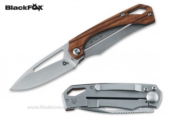 BlackFox Racli Framelock Folding Knife, 440C, Zebrawood Handle, BF-744ZW