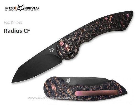 Fox Italy Radius Folding Knife, M390 Steel, Carbon Fiber/Copper, FX-550CFB