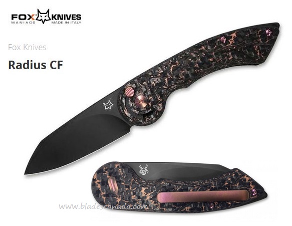 Fox Italy Radius Folding Knife, M390 Steel, Carbon Fiber/Copper, FX-550 CFB