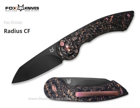 Fox Italy Radius Folding Knife, M390 Steel, Carbon Fiber/Copper, FX-550CFB - Click Image to Close