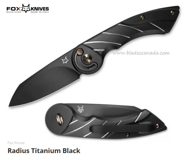 Fox Italy Radius Folding Knife, M390, Titanium Black, FX-550 TIB