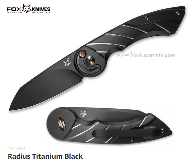 Fox Italy Radius Folding Knife, M390, Titanium Black, FX-550TIB - Click Image to Close