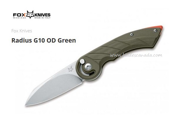 Fox Italy Radius Folding Knife, N690, G10 OD Green, FX-550G10OD