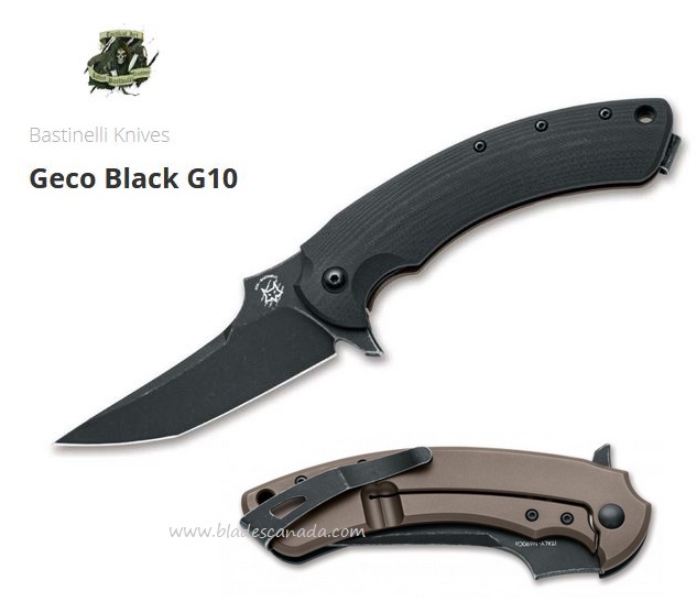 Fox Bastinelli Geco Flipper Framelock Knife, N690, G10 Black/Brown, FX-537BR