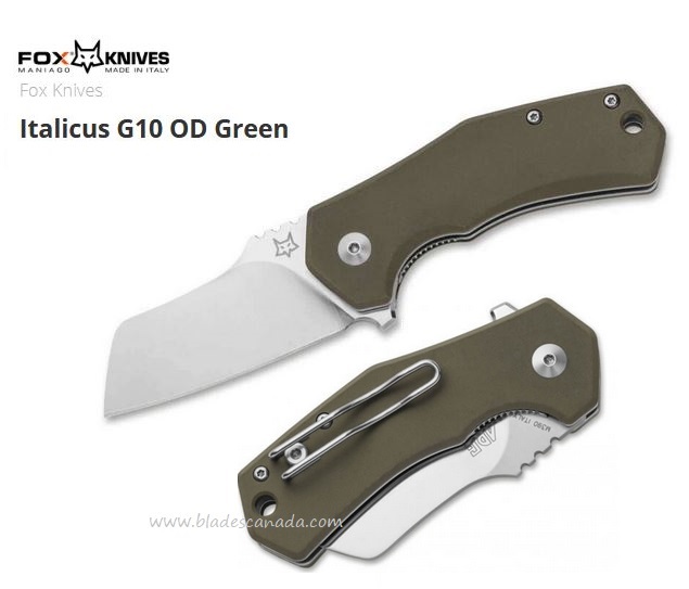 Fox Italy Italicus Flipper Folding Knife, M390, G10 OD Green, FX-540 G10OD