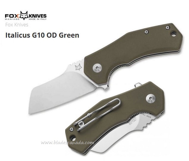 Fox Italy Italicus Flipper Folding Knife, M390, G10 OD Green, FX-540G10OD - Click Image to Close