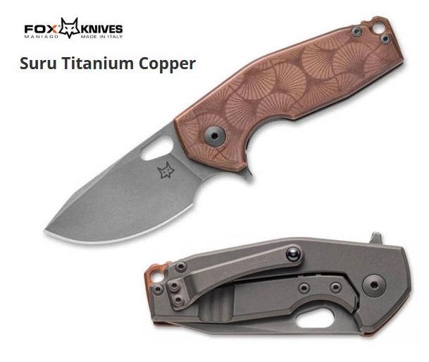 Fox Italy Suru Flipper Framelock Knife, CPM 20CV, Copper/Titanium, FX-526LE COP