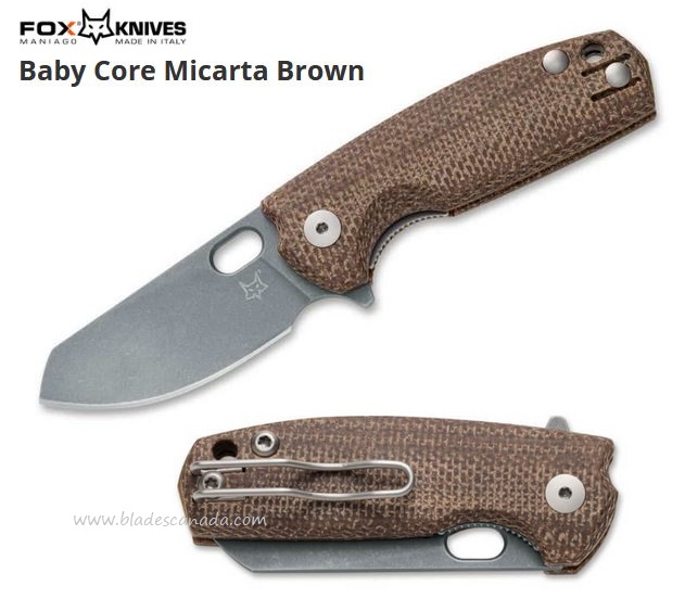 Fox Italy Baby Core Flipper Folding Knife, M390 Steel, Micarta, FX-608 MC