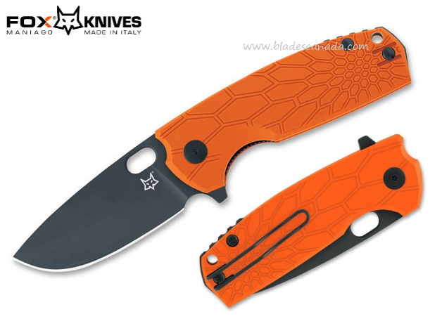 Fox Italy Core Flipper Folding Knife, N690, FRN Orange, 01FX911