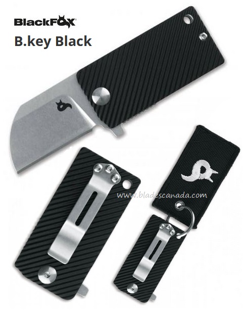 BlackFox B.Key Black Flipper Folding Knife, BF-750