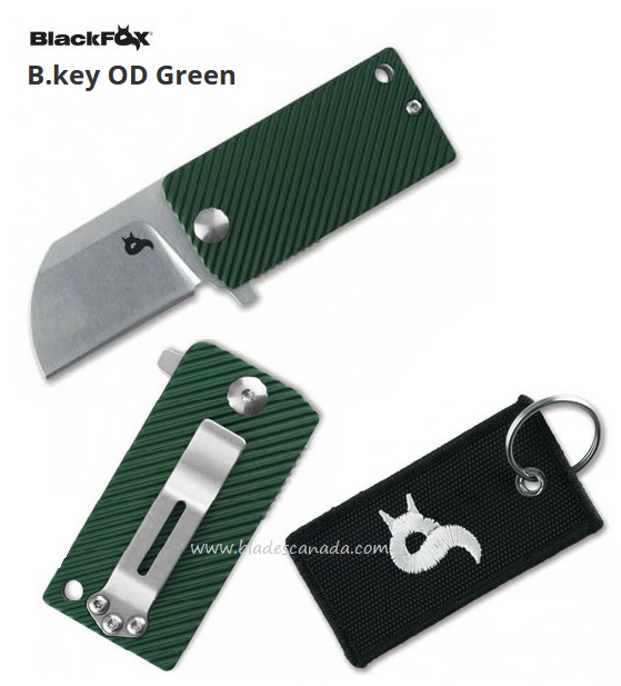 BlackFox B.Key OD Green Flipper Folding Knife, BF-750 OD