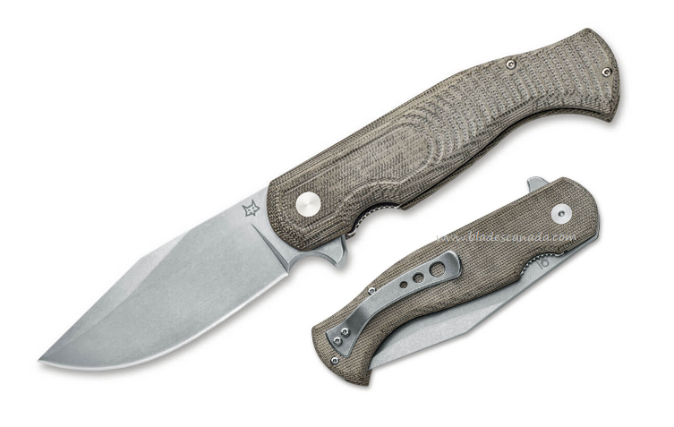 Fox Eastwood Tiger Flipper Folding Knife, D2, Micarta Green, FX-524 G