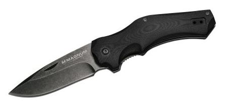 Boker Magnum Forward Folding Knife, 440, G10 Black, B-01LG016