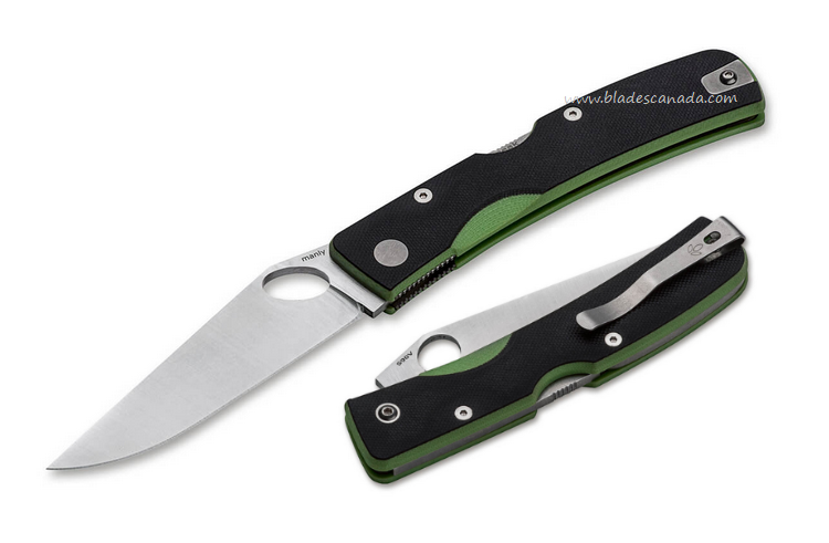 Manly Peak Folding Knife, CPM 154, G10 Black/Green, 01ML056